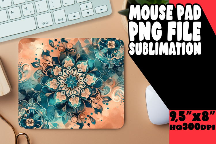 Whimsical Mouse Pad Design Sublimation, Watercolor Patter