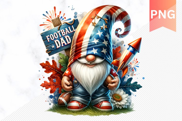 Football Dad - 4th Of July Sublimation - Clipart PNG Design