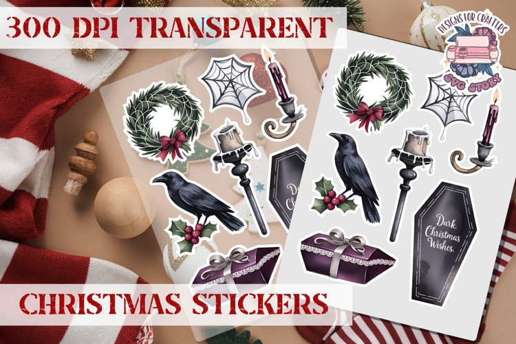 Christmas Sticker Sheet Gothic Dark Winter Holiday PNG