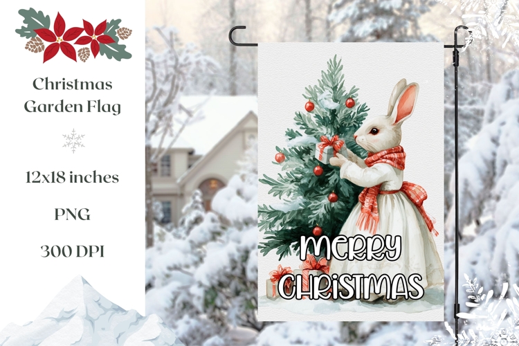 Merry Christmas Garden Flag, Christmas Tree Sublimation