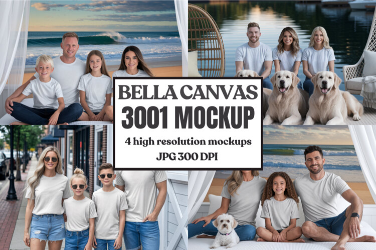 Bella Canvas 3001 Family Group T-Shirt Mockup example image 1