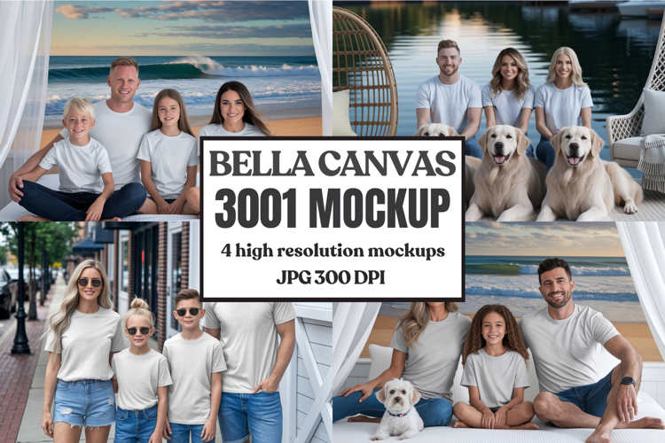 Bella Canvas 3001 Family Group T-Shirt Mockup