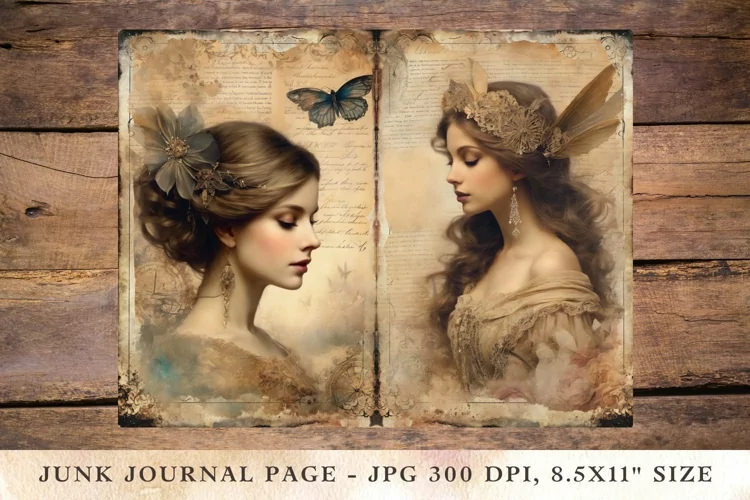 Printable Junk Journal Pages victorian woman girl 40