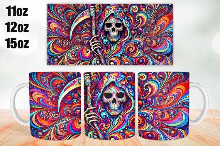 Halloween Skull Mug Wrap Sublimation 11oz, 12oz, 15oz