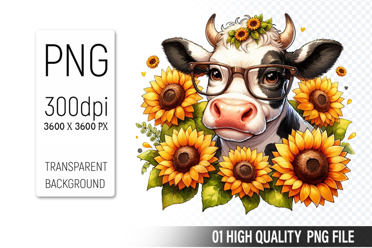 Cute Cow , Animal Sublimation Clipart PNG