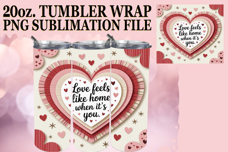 Dreamy Reflections 20oz tumbler wrap, Heart Quote