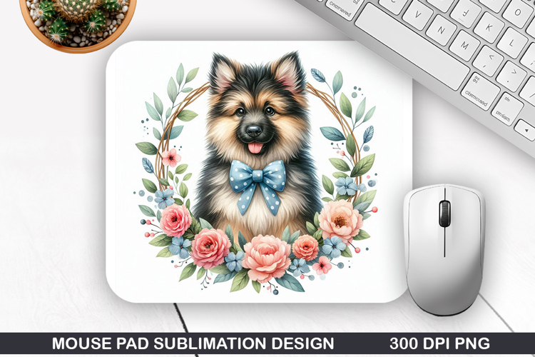 Dog Flower Mouse Pad Sublimation, Animals Mouse Pad PNG