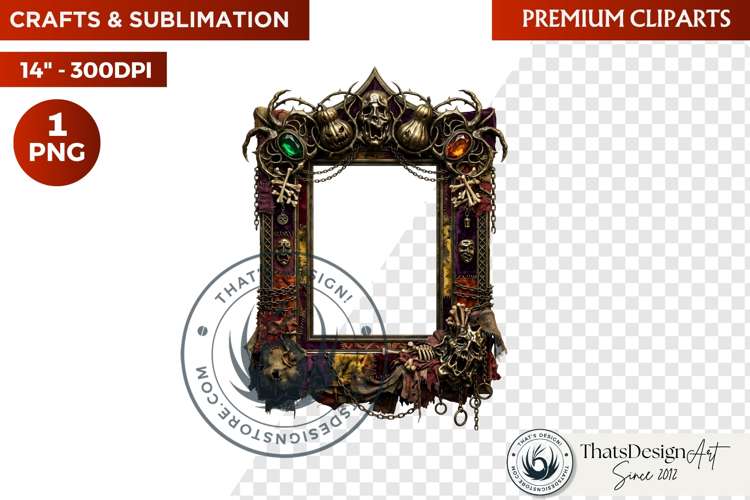 Autumn clipart Harvest of Haunts Halloween Gothic Frame PNG