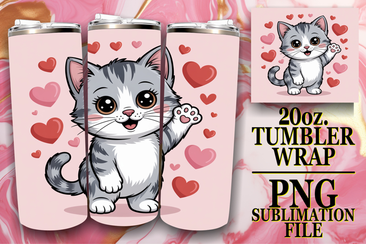 PRESENT OF ADVENTURE 20oz TUMBLER WRAP, Valentines Cat