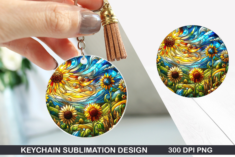 Flower Keychain Sublimation - Spring Keychain PNG Design