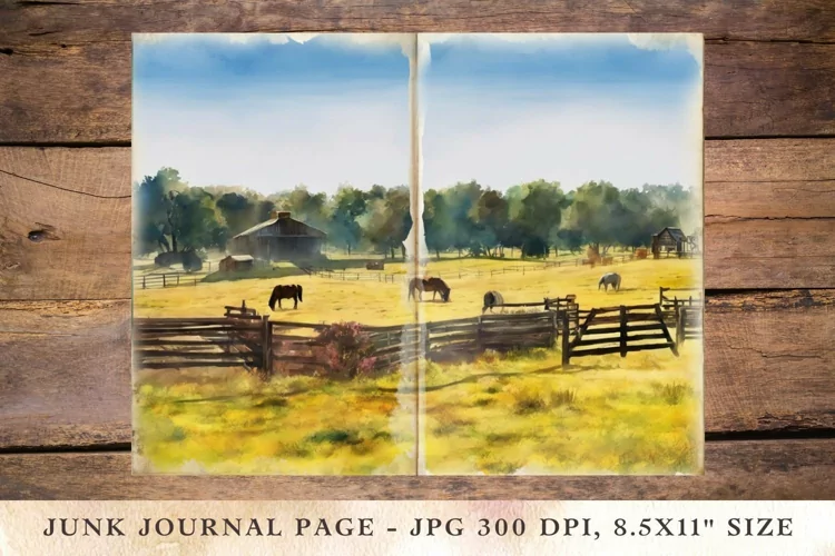Printable Junk Journal Pages highland horse 2