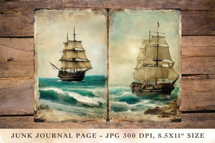 Printable Junk Journal Pages nautical ship 3