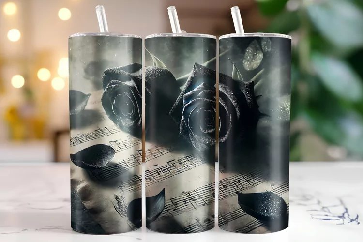 Black Rose Tumbler Wrap | Sublimation