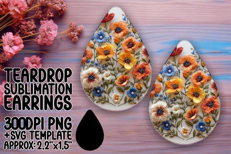 Sublimation Flower Dream Teardrop Earrings