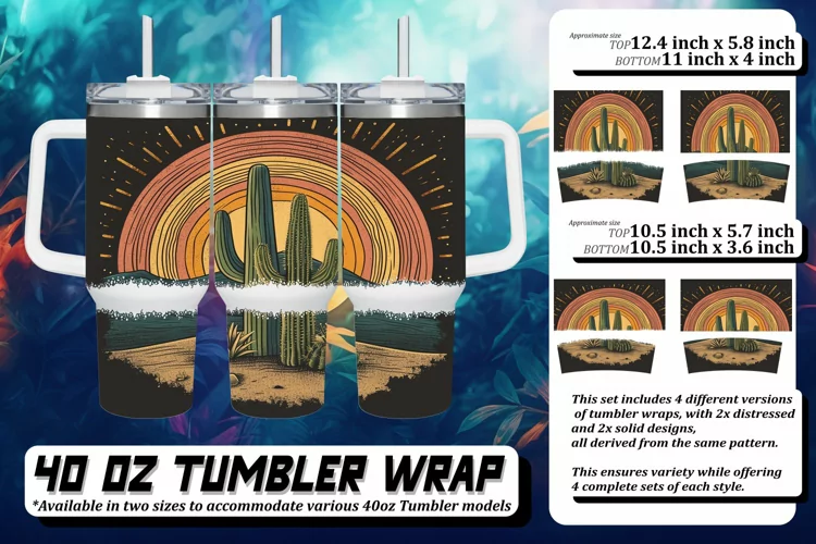 Retro Flower Pattern Tumbler 40oz: Whimsical Sublimation