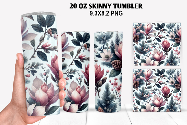 Flowers Skinny Tumbler 20oz Wrap Design, Spring Tumbler Wrap