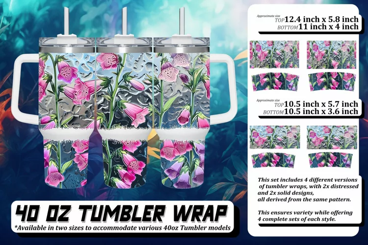 Whimsical 3D Flower Tumbler Art