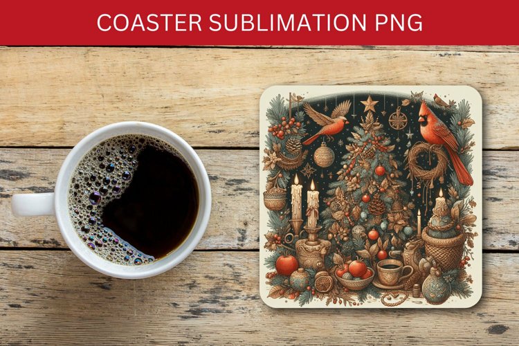 square coaster - cardinal bird