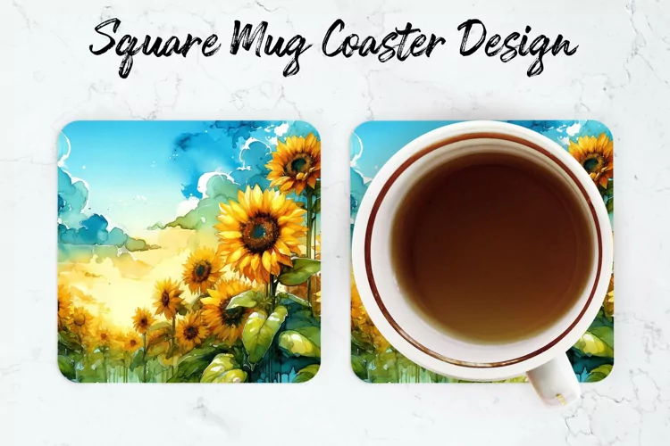 Sunflower Mug coaster | Coaster | Sublimation