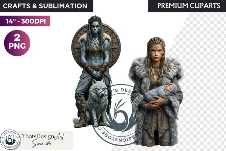 Viking Mythology Giants Clipart, Norse Jotuns gods