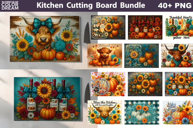 Fall Pumpkin Glass Cutting Board | Thanksgiving Bundle