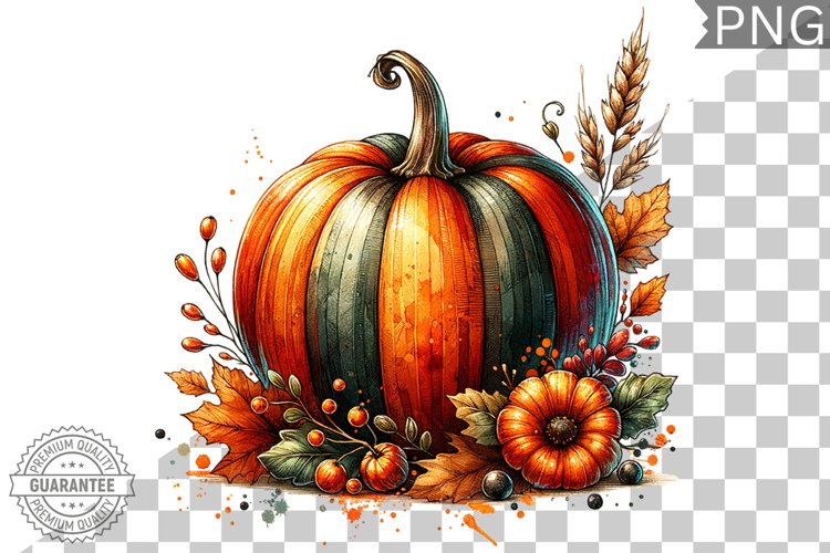 Pumpkin Flowers Sublimation - Clipart PNG Design