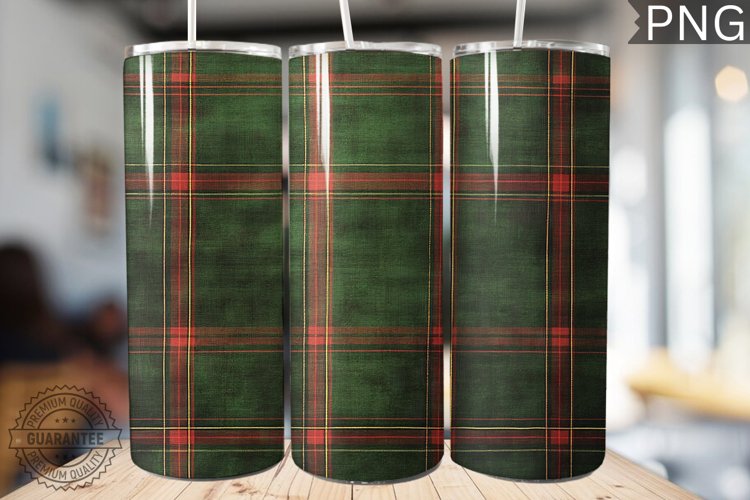 Green Christmas Plaid Tumbler Wrap -High Quality 300 Dpi
