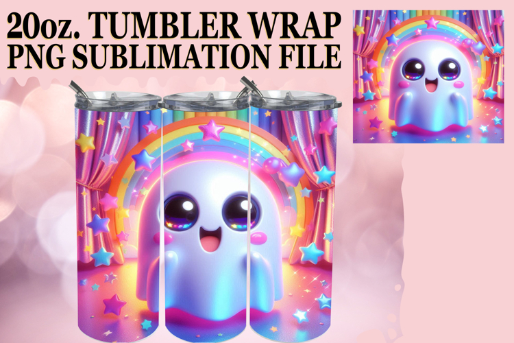 Radiant Adventures 20oz tumbler wrap, 3D Cute Ghost