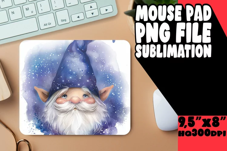 Enchanted Oasis: Gnome Mouse Pad Design Sublimation PNG