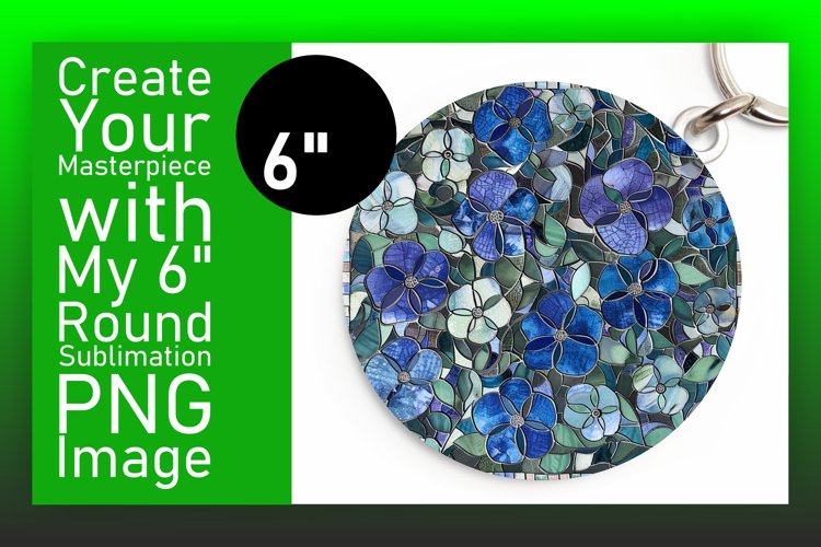 Glitter Mosaic Round Design with Floral Keychain
