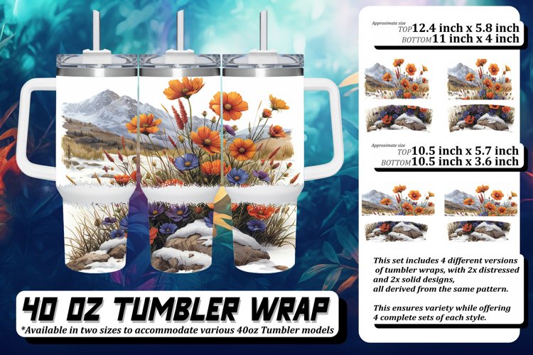 Vibrant Flower Vista 40oz Tumbler Design example image 1