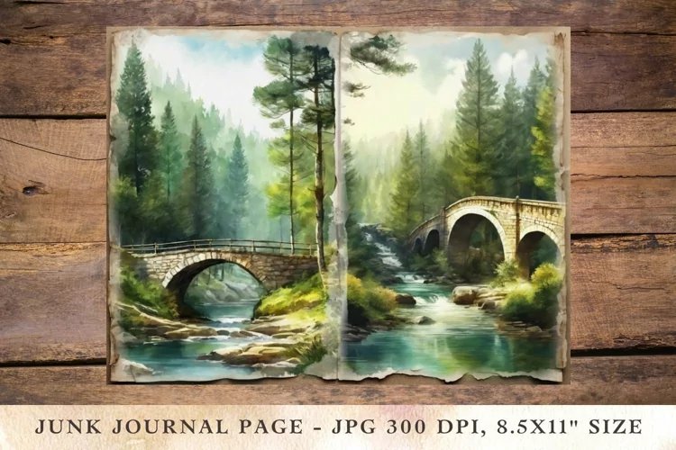 Printable Junk Journal Pages misty forest 7