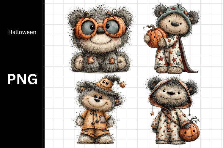Halloween PNG, Teddy Bear PNG, Fall PNG example image 1