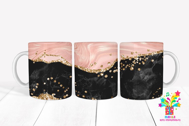 Pink Glitter Agate Mug Sublimation / Agate Mug Wrap #13 example image 1