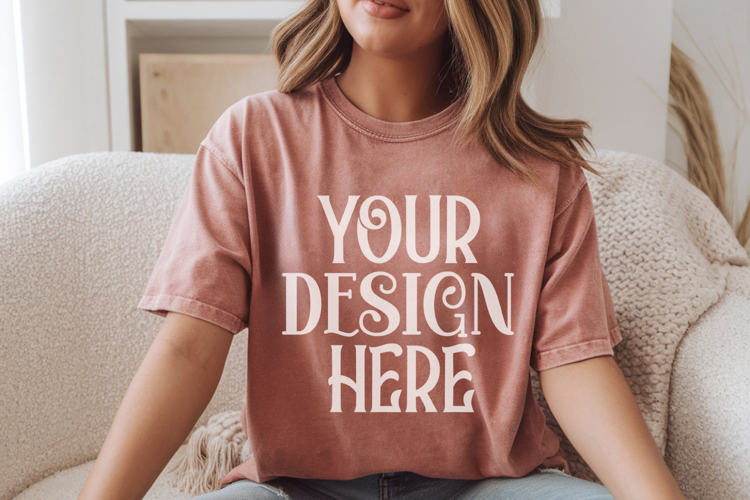 Brick Comfort Colors 1717 T-shirt Mockups,1717 Mockups