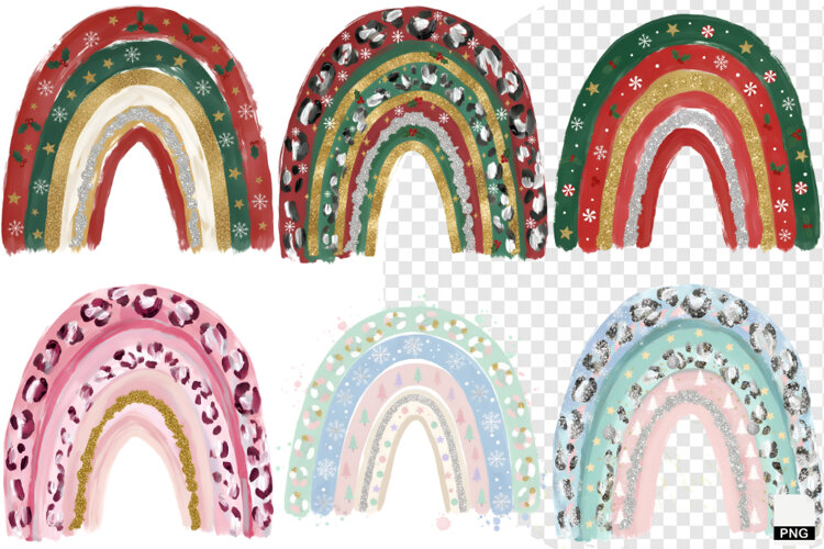 Christmas Rainbow Brushstrokes Clipart example image 1