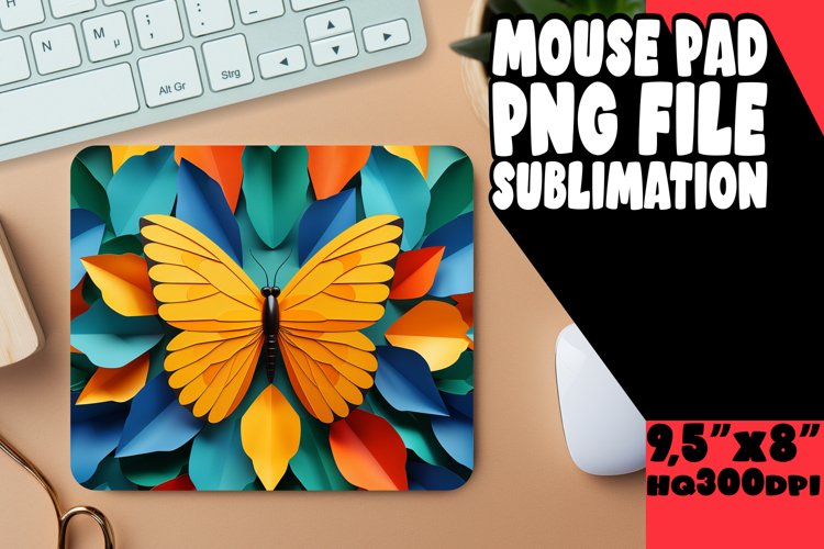 Butterfly Bloom Sublimation Mouse Pad - 3D Design