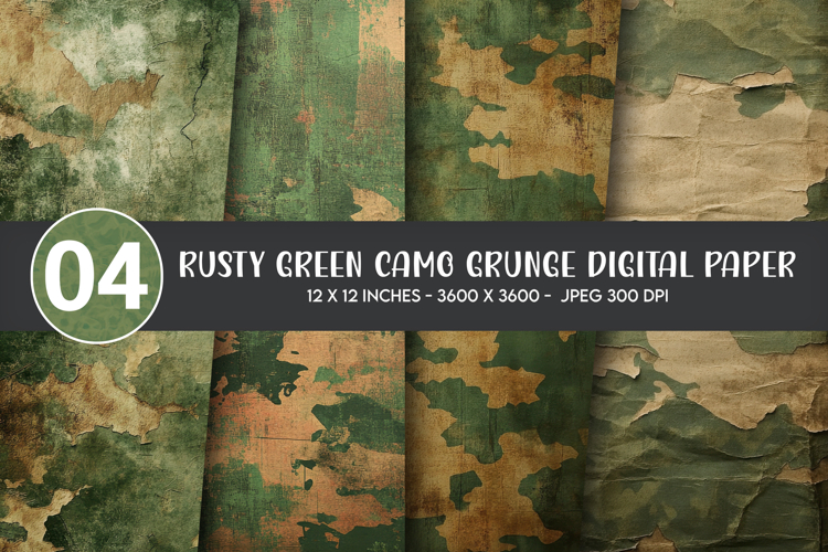Rusty Green Camo Grunge Digital Paper example image 1
