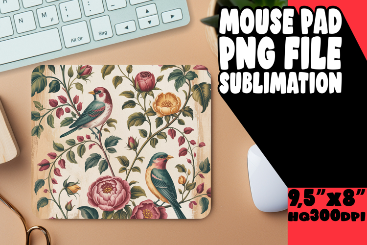 Cheerful Mouse Mat Sublimation Style, Birds example image 1