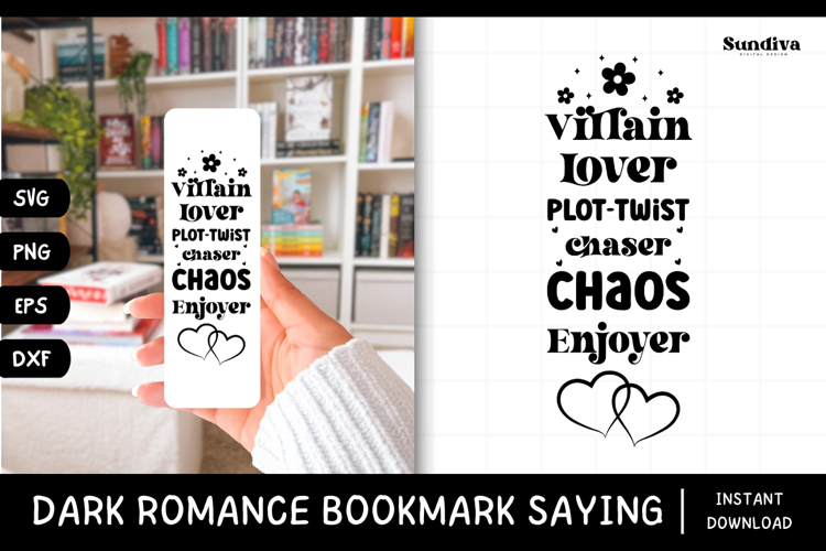 Dark Romance Bookmark Saying SVG | Villain Lover