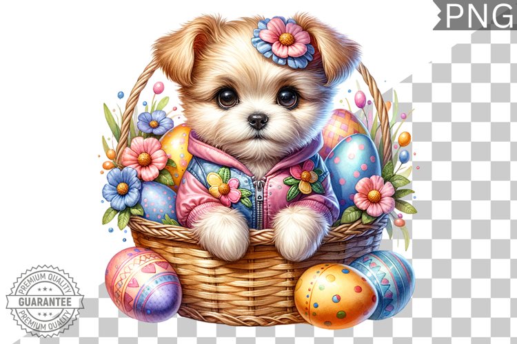 Easter Dog Sublimation - Easter Clipart PNG Design example image 1