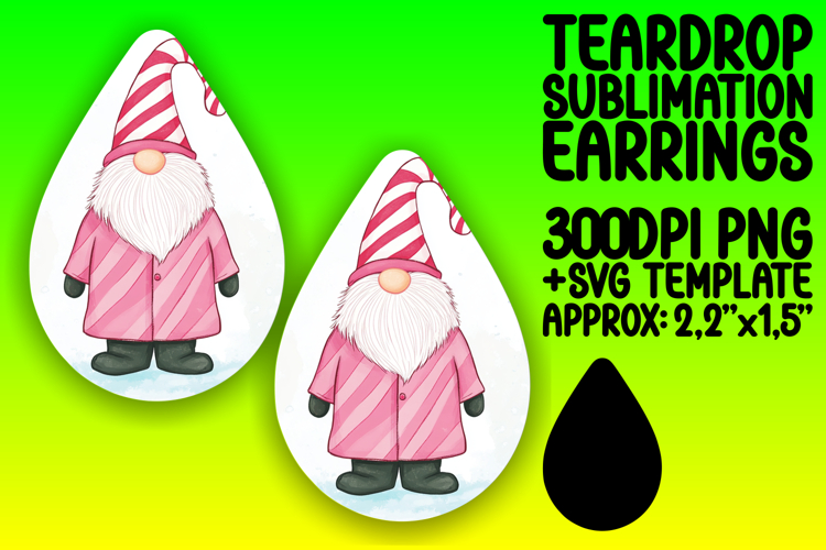 Dynamic Teardrop Earrings Design Template , Gnome