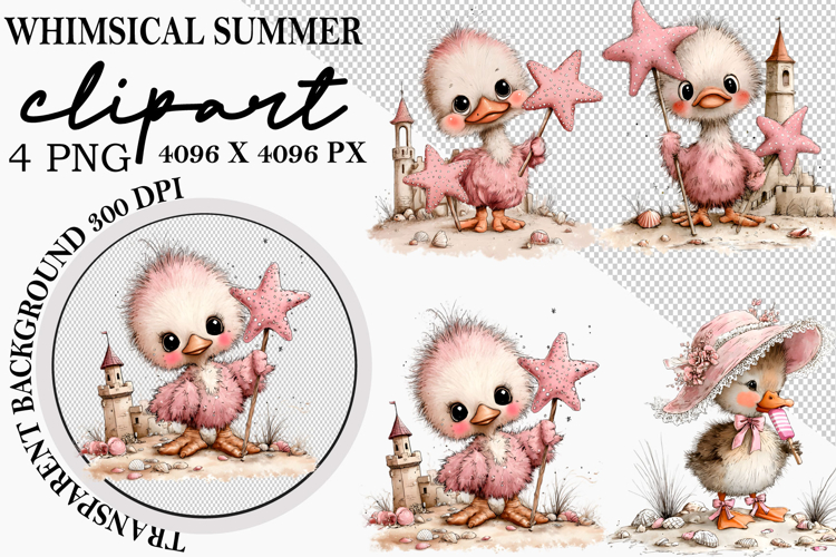 Whimsical Summer Watercolor Clipart PNG
