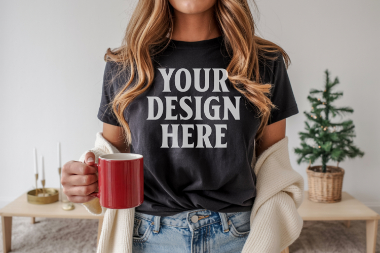 Black Tshirt Mockup Image 7