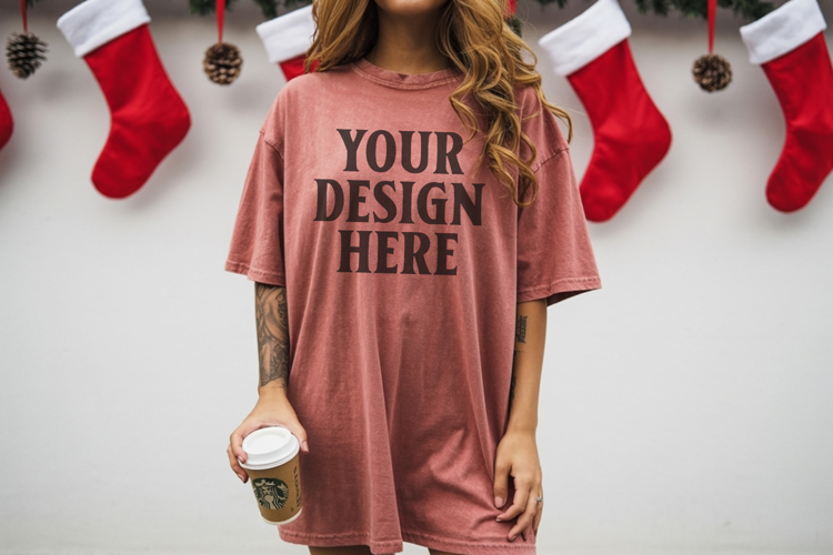 Christmas Comfort Colors 1717 Brick TShirt Mockup, CC 1717