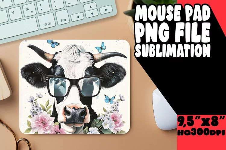 Serene Watercolor Cow Mouse Pad: Spring Edition