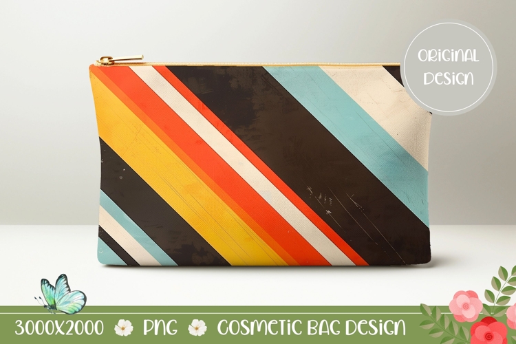 Cute Stripes Cosmetic Bag, Retro Cosmetic Bag Template
