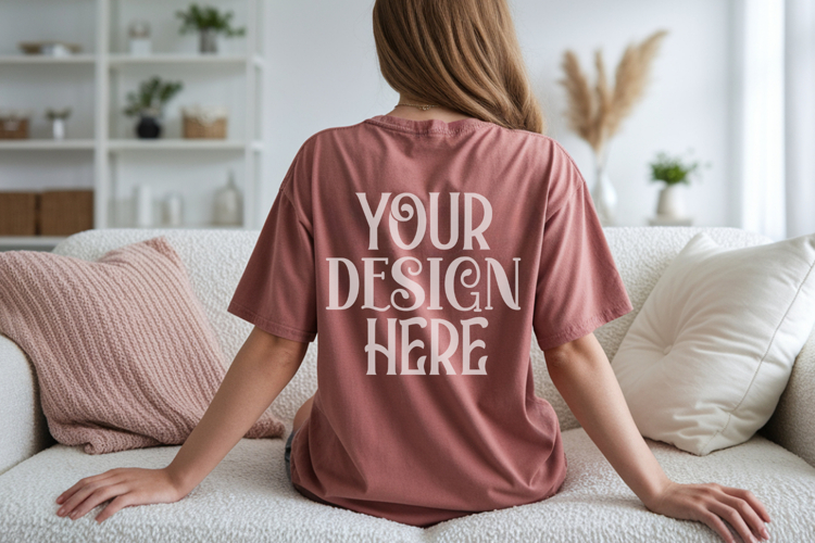 Brick Comfort Colors C1717 Shirt Mockup, CC 1717 T-shirt