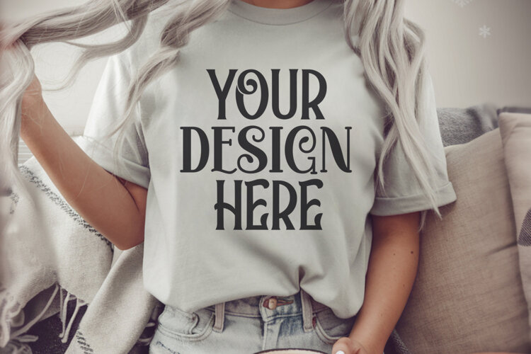 Grey Comfort Colors 1717 Christmas Mockup, CC 1717 example image 1