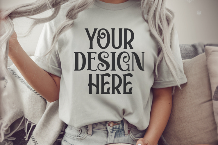 Grey Comfort Colors 1717 Christmas Mockup, CC 1717